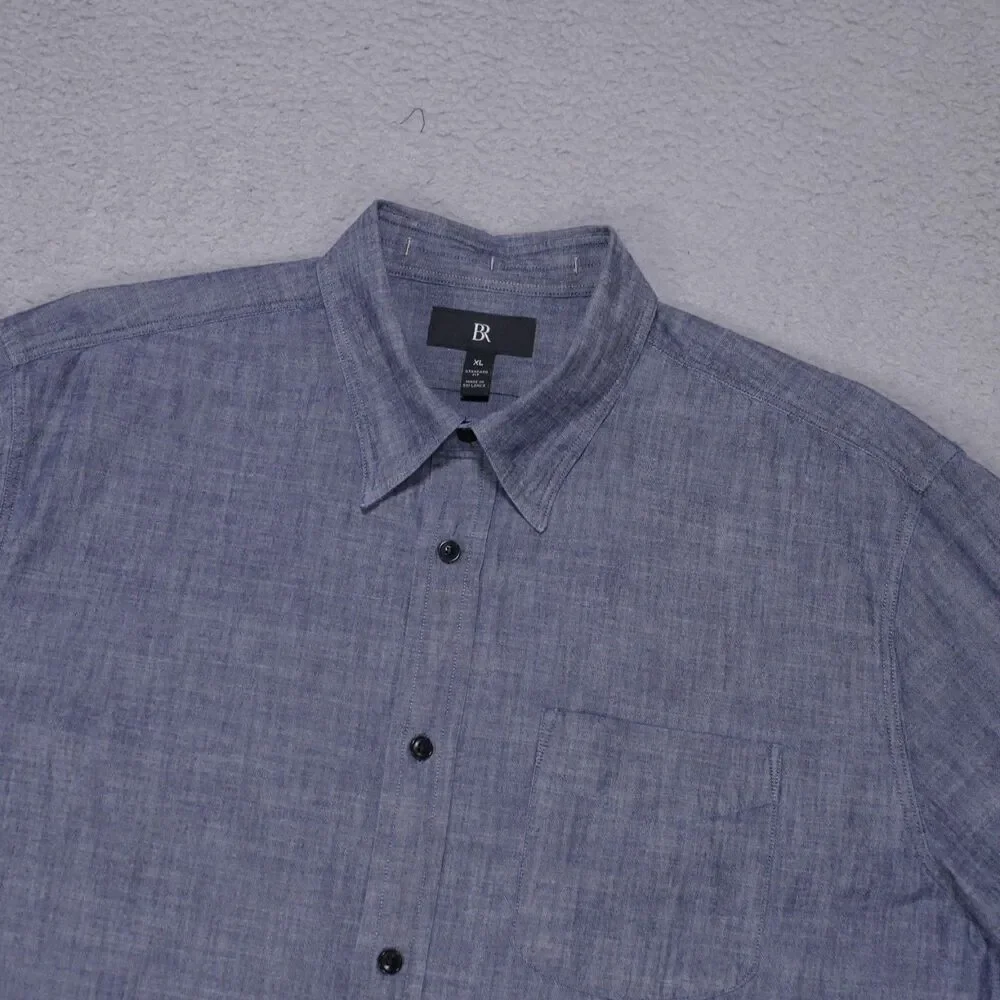 Banana Republic Standard Fit Shirt Mens XL Dark Blue Long Sleeve Chambray